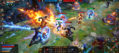 英雄联盟电竞比赛直播画面，游戏内团战场景